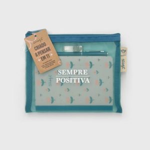Conjunto – Sempre positiva (estojo + caderno A6 + caneta)